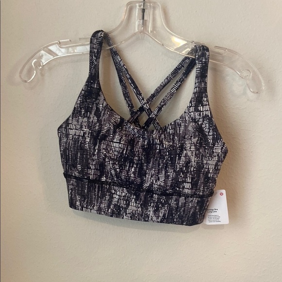 Lululemon Energy Longline Bra in Lino Slide Alpine White Black - Picture 3 of 7